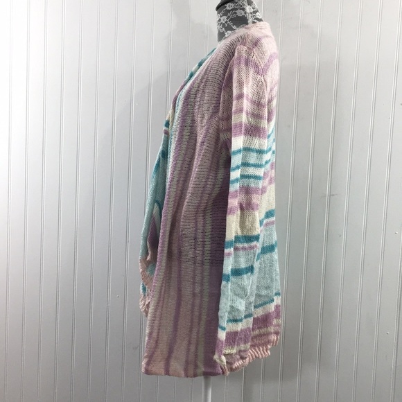 Lane Bryant Blue Purple Striped Drape Cardigan Sweater Womens 18/20 Cozy - Picture 4 of 12